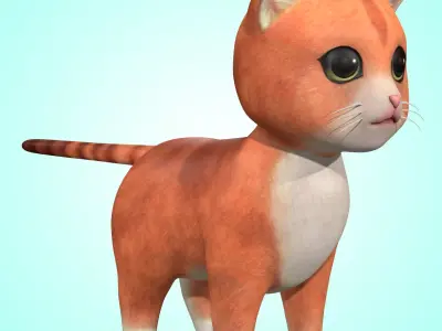 Cartoon Cute Cat Low-poly 3D model