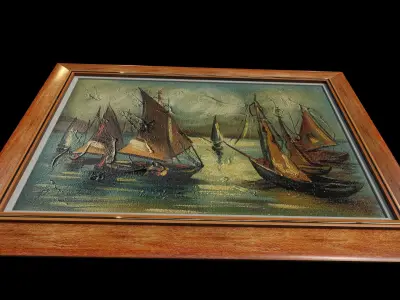 Sailing Boats Oil Painting  3D model