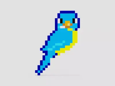 Pixel Bird Symbol Low-poly 3D model