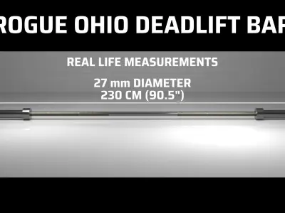 Powerlifting Barbell Deadlift Bar - Real Life Measurements 3D model