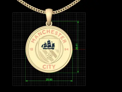 Manchester city pendant  gold printable jewelry 3D model 3D print model