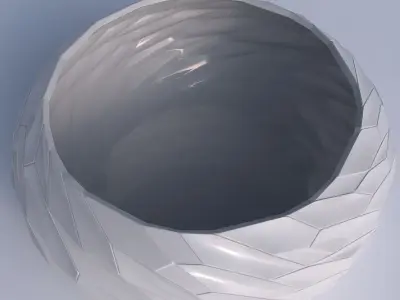 Bowl spheric squeezed wide with fine twisted organic cells 3D print model