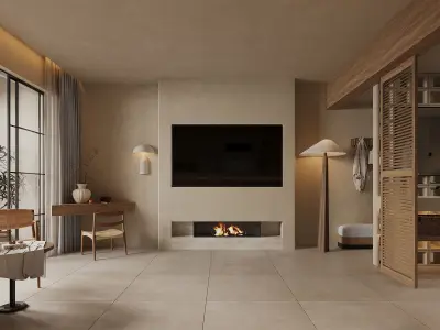  hotel bedroom interior  15 3D model