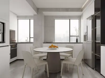 Modern living room dining room interior scenes 496 3D model