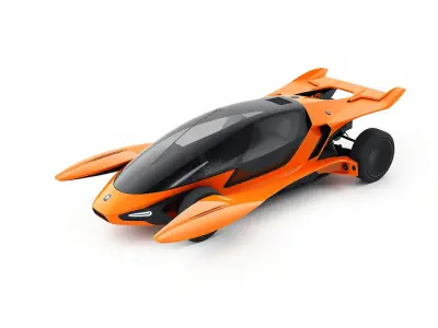 Futuristic Urban Flying Car Model Pack Low-poly 3D model