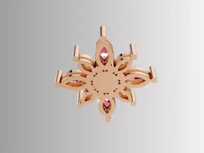 Floral Marquise Gemstone Stud Earring 3D print model
