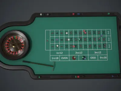 Roulette table PBR Low-poly 3D model