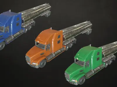 Semi Truck Tanker Low-poly 3D model
