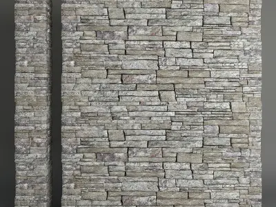 Stone Wall 3D model 2