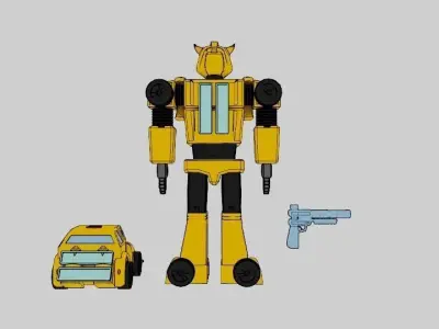 Bumblebee Combo - Robot - Gun - Car Mode -  Low Poly Model 3D model
