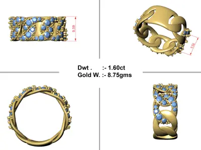  CUBAN CHAIN RING MIAMI diiamond Ring 3dmodel 3D print model 3D print model