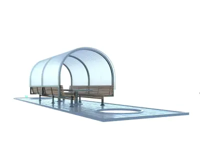 alcove outdoor bench with glass roof 3D model