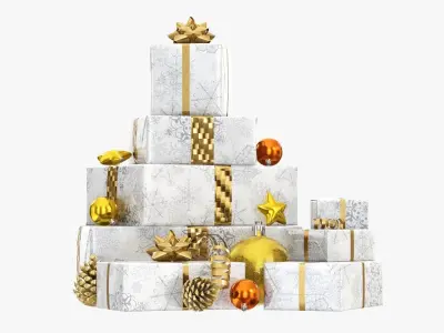 Decorated Christmas gifts 01 3D model