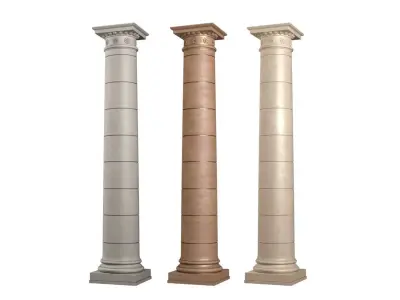 Round Classical rustic columns 3D model