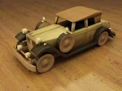 wooden car 3D model