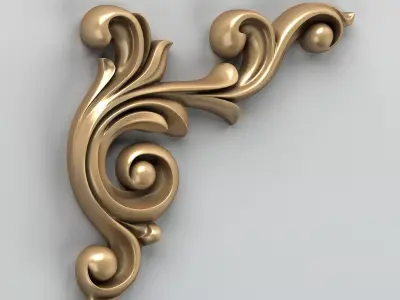 Carved decor corner 002 3D model