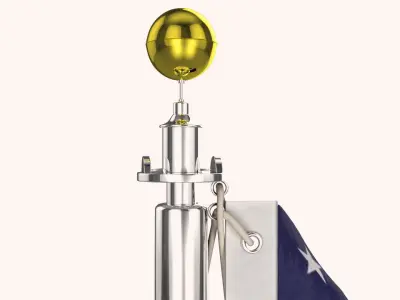 USA Flag Pole 3D model