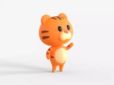 Little Funny Tiger Animated  Low-poly 3D model