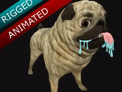 Pug Dog - Low Poly - Rigged - Animated - PBR Low-poly 3D model