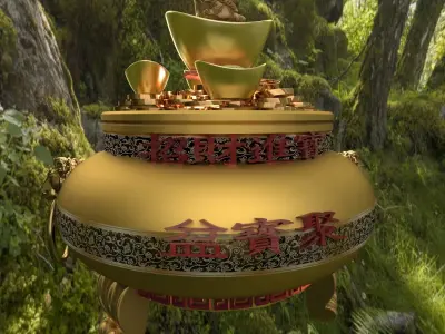 Chinese gold Ingot treasure bowel   3D model