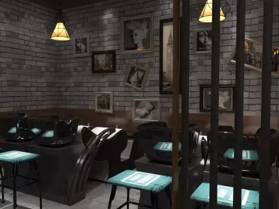 BARBER SHOP  Low-poly 3D model