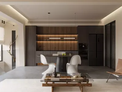 Modern living room dining room interior scenes  3D model