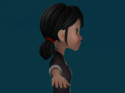 Cartoon Girl Low-poly 3D model