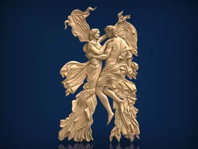 Carved panel painting STL 3D model 18