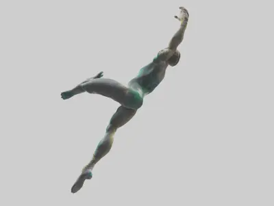 Trampoline Gymnast in Air statue model Low-poly 3D model