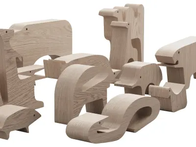 097 Danese Milano 16 ANIMALI Solid oak wooden puzzle 3D model