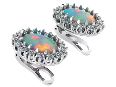 Oval Halo Clip On Earring 0658 3D print model