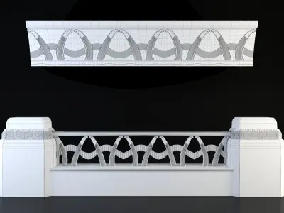 Balustrade pedestal with two lamps 3D model