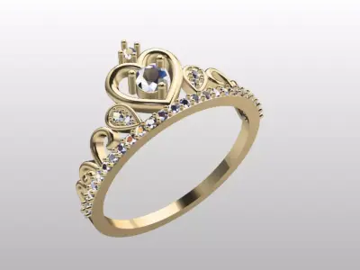 princess crown ring 3D print model