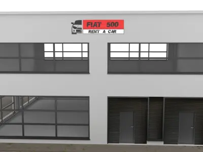 Low poly  car rental building Low-poly 3D model