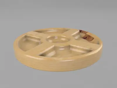 Chinese Style Wood Breakfast Plate STL OBJ FBX File CNC Free 3D print model