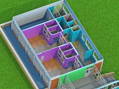 Kindergarten floor plan of building 3D model