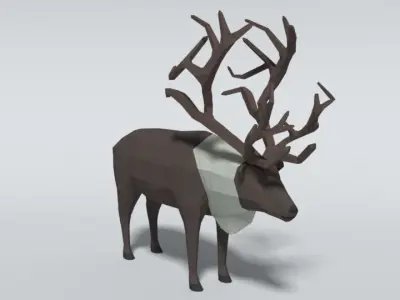 Low Poly Cartoon Reindeer  Low-poly 3D model