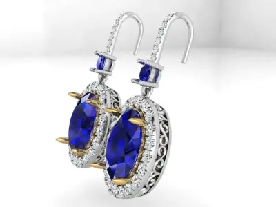 Oval Halo Earring 3978 3D print model