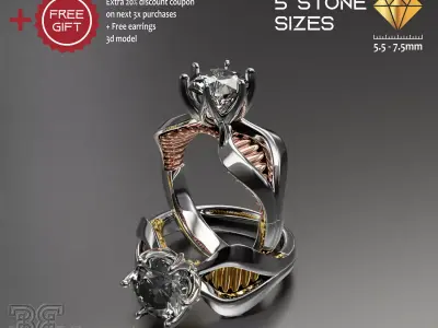 Luxury diamond engagement ring unique design 3D print model