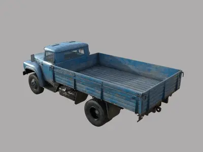 blue truck  Low-poly 3D model