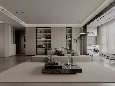 Modern living room dining room interior scenes 187 3D model