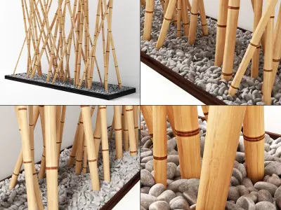 Bamboo decor fundament board pebble 3D model