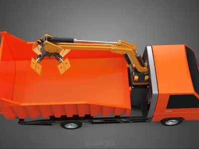 DUMP TRUCK GRAPPLE CAR PICK UP SCRAP GARBAGE GRABBER CRANE LIFT 3D model