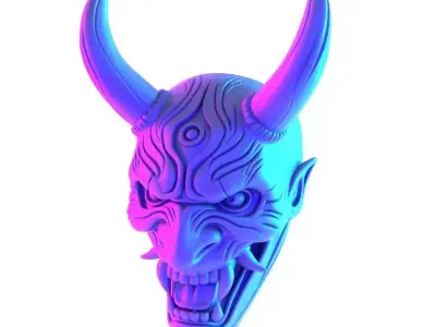 Japanese Hannya Mask The Third Eye Oni Red Devil toy 3D print model