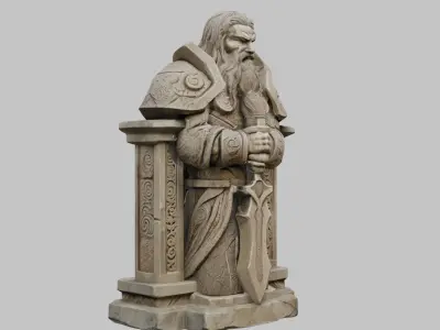 Stone Guardian Low-poly 3D model