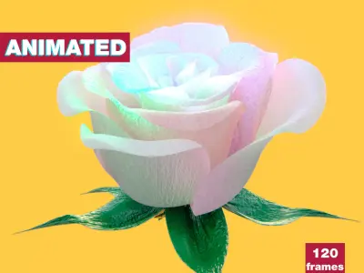 Rose opening animation Glowing Flower Blooming Rose 3D model