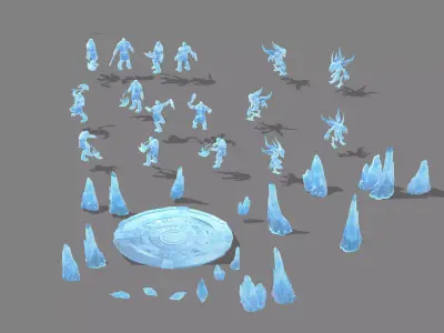 Stone Glacier Ancient Area - Magic Army Ice Sculpture 01 3D model