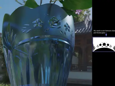 Vase with floral carving ornament and lilac flowers 3D model