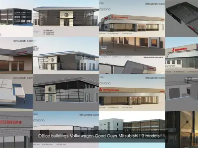 Office buildings Volkawagen Good Guys Mitsubishi 3D Model Pack