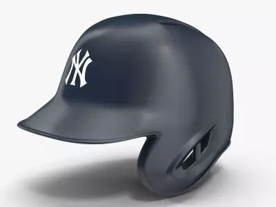 Baseball Helmet One Side NY Deep Blue Gloss Low-poly 3D model